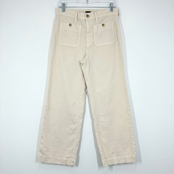 J. Crew Women's Size 27 Sailor slim wide-leg chino pant Classic Preppy Coastal - Picture 1 of 6